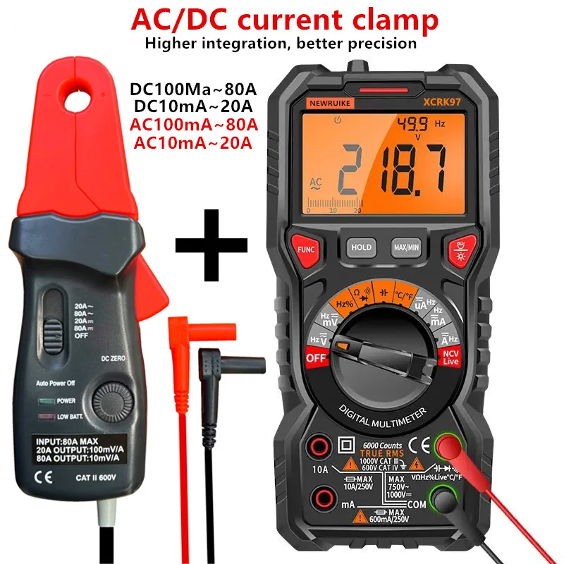 NEWRUIKE XCRK97 Digital Multimeter Auto Range NCV Hz Ture RMS AC/DC 6000 Counts Professional High Precise Multimetro Testers