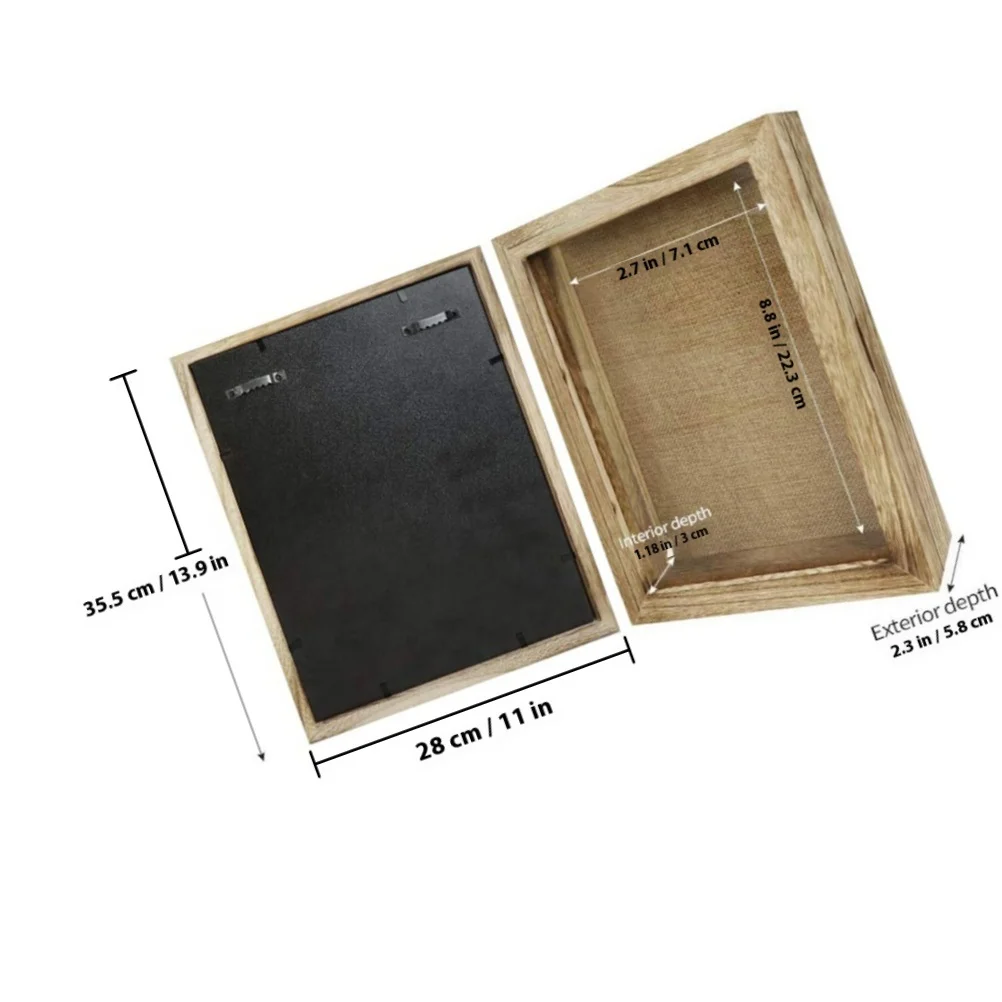 Wooden Specimen Display Box Natural Wood Shadow Box Frame Pressed Flower Case Protective Insect Display Cabinet for Keepsakes