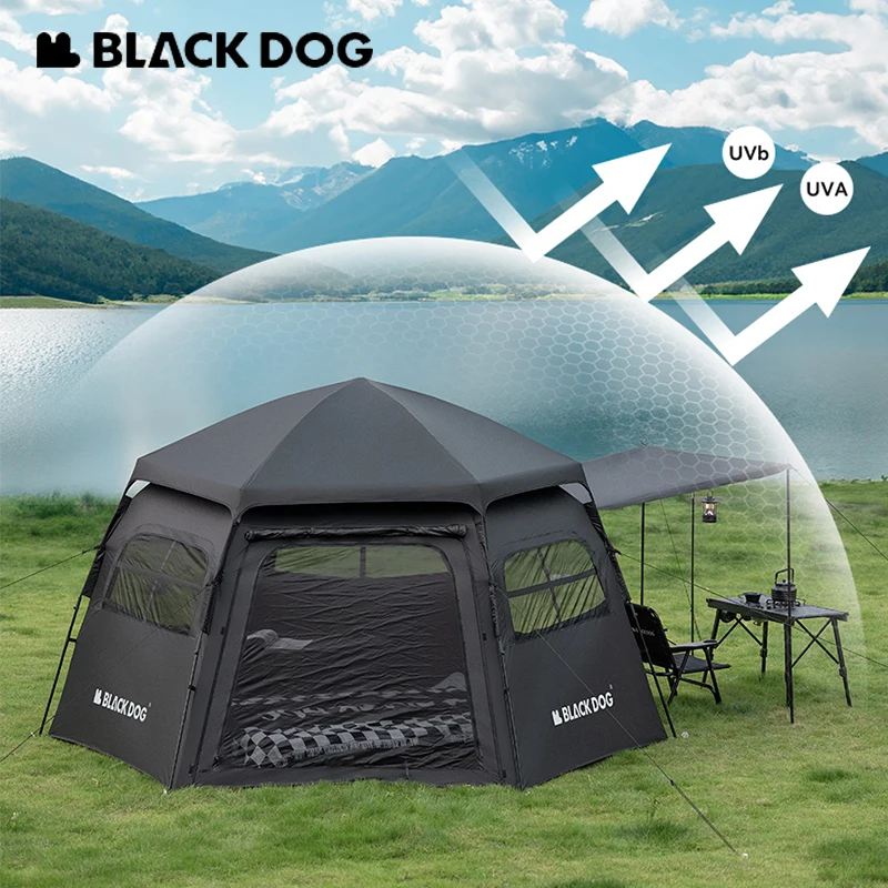 Naturehike Blackdog Dome Tent One-touch Tent Automatic Hexagonal Outdoor Camping Quick Open Dock Sunscreen Shelter Waterproof