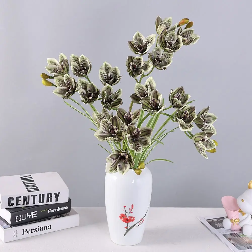 

6 Heads Artificial Papilio Orchid Vivid Colors Lifelike Simulation Phalaenopsis Real Touch Bendable Stems