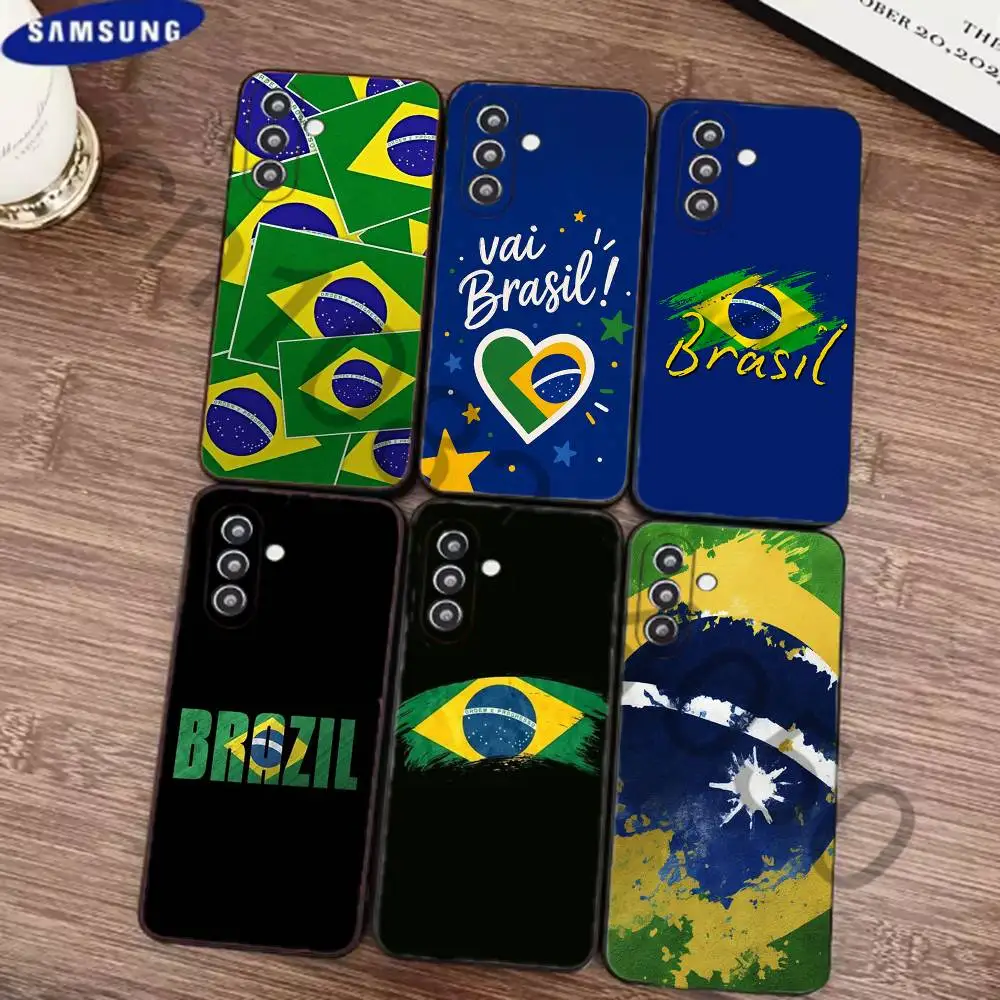 B-Brazil Phone Case For Samsung S24 21 22 23 30,Ultra Plus,Fe,Lite,Note Black Soft Cover