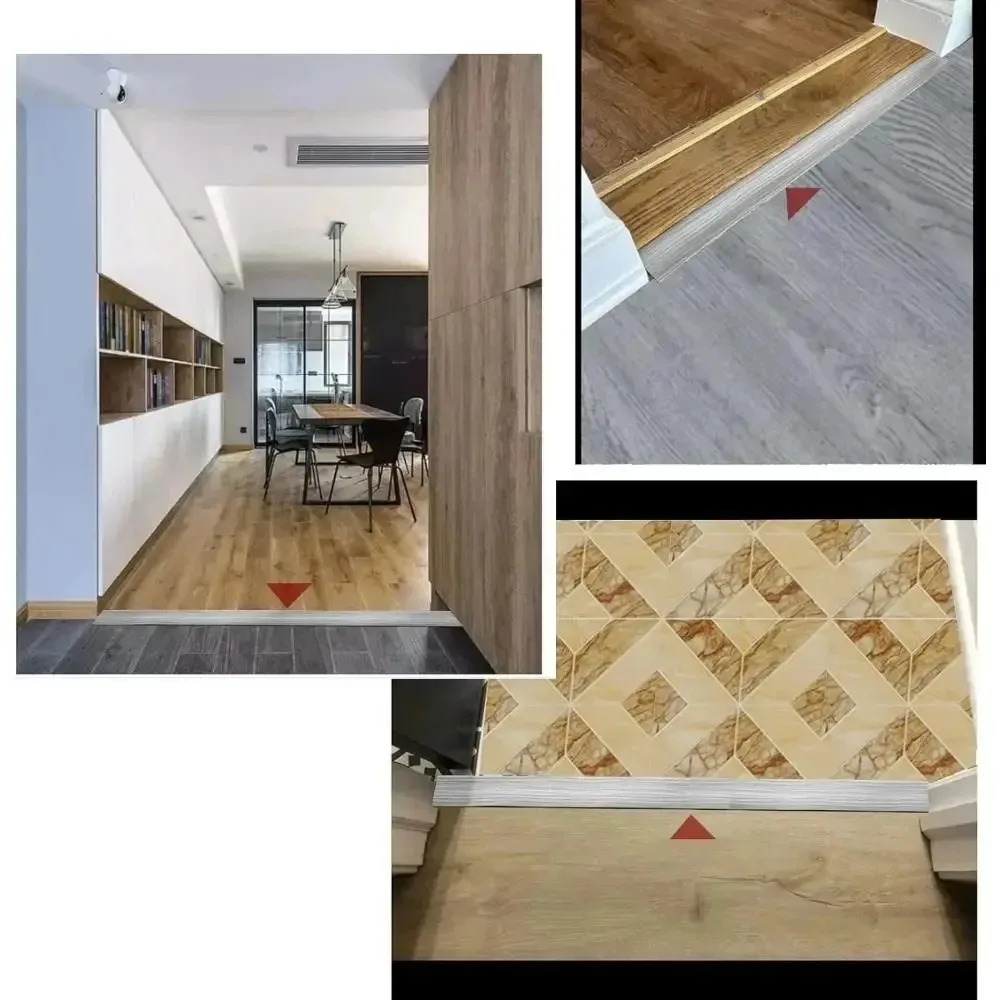 1pc 2m/78.74in Carpet To Tile Floor Transition Strip Self Adhesive T-Molding Threshold Cover Household view 6