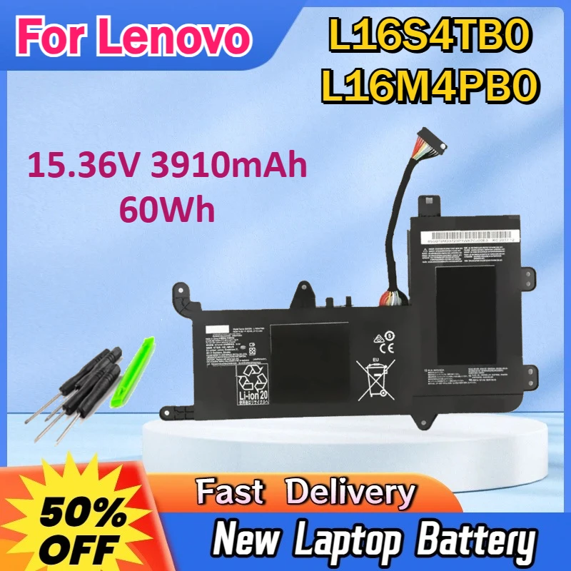 

15.36V 60Wh 3910mAh L16M4PB0 L16S4TB0 Laptop Battery for Lenovo Y710 SIT Y720-15 Notebook Computer