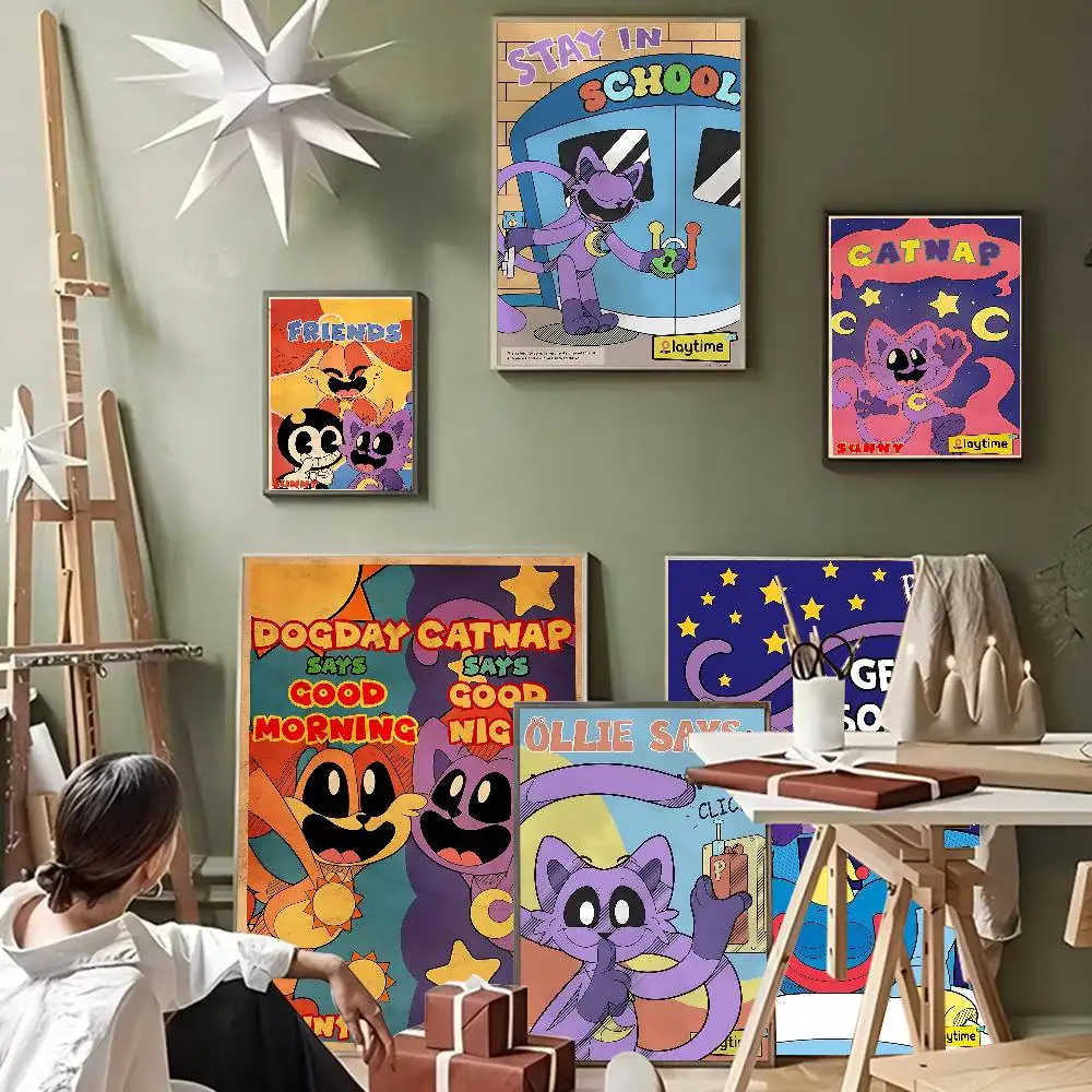 Póster adhesivo DIY de Poppy-p-playtimes para videojuegos, impresiones de papel blanco, carteles, obra de arte, decoración nórdica para el hogar