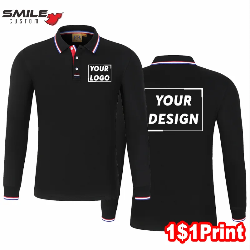 Winter Casual Men And Women Long Sleeve Polo Custom Logo Fashion Lapel Top Embroidery Company Business Shirt Design Print Brand