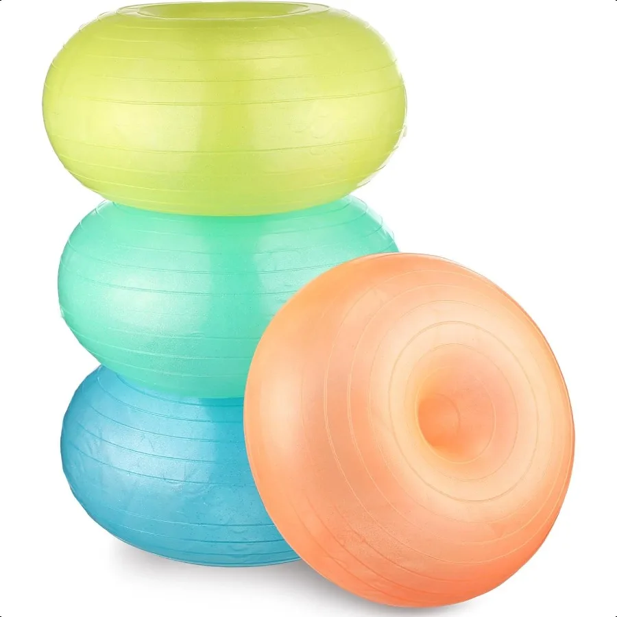 

4 Pcs Flexible Seating for Classroom Iatable Yoga Ball Chairs with Pump Donut Exercise Ball Chair Cushion Seat for Balance and