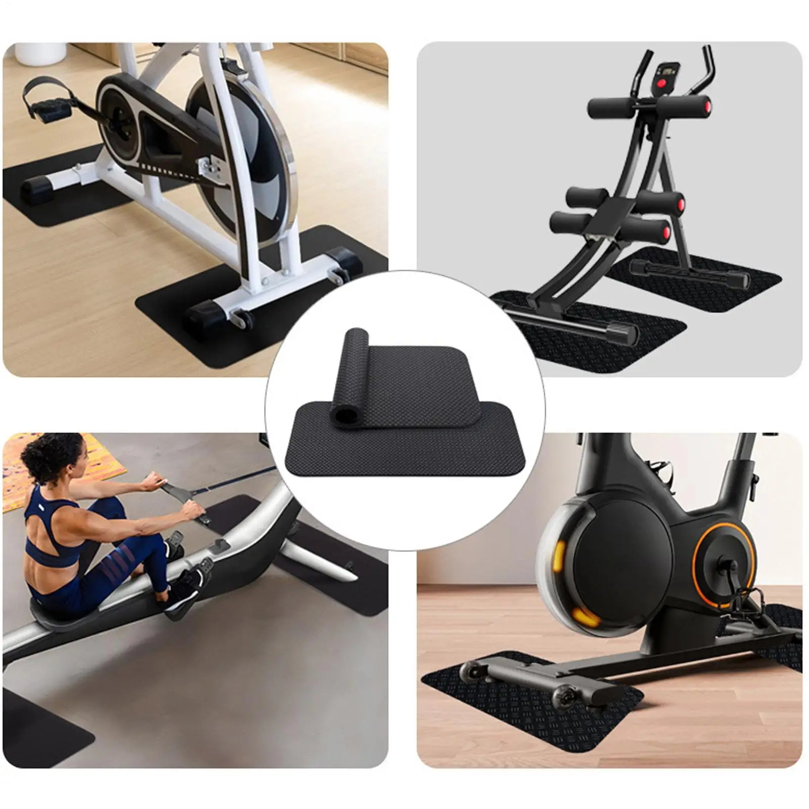 

Bike Mat Indoor Double-Sided Thick Folding Fitness Equipment Pad Indoor Stationary Bike Floor Protector For Home Gym Treadmill