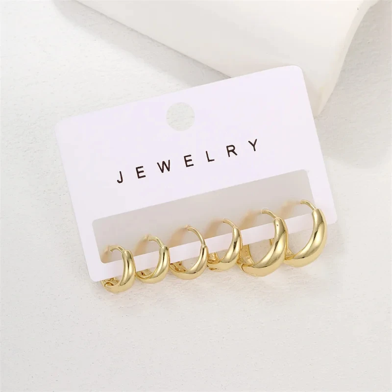3/6Pcs/Set Fashion Gold Color Huggie Hoop Earrings for Women Men Minimalist Metal Small Circle Round Earrings Jewelry Gifts image 4