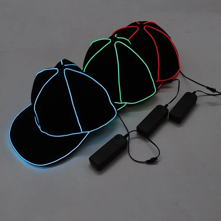 

Portable EL Wire Baseball Cap Plain LED Light Hip Hop Hat Glowing In The Dark Snapback For Party Decoration SN4266