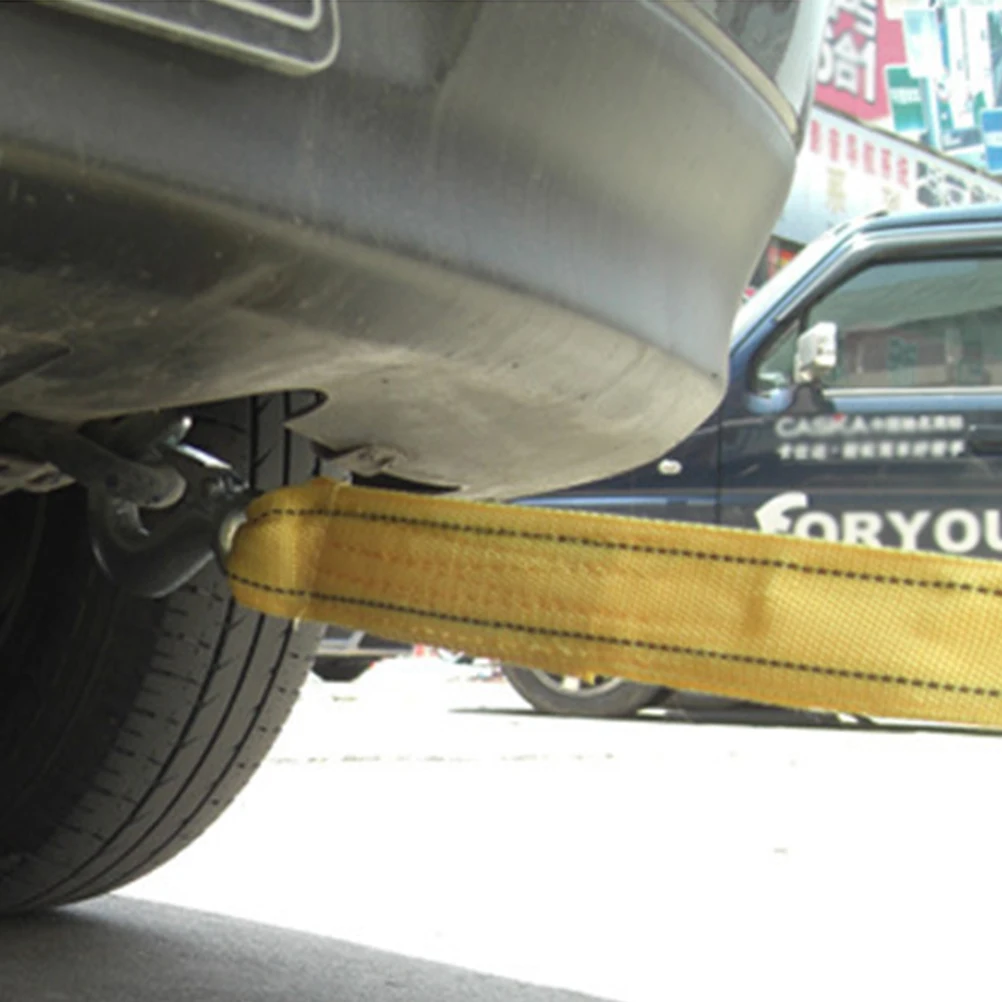 

4 Meters Yellow Trailer Rope Sturdy Nylon Winch Belt Double Layer Fluorescent Forged Iron Hooks Car Tow Truck 1200KG Capacity