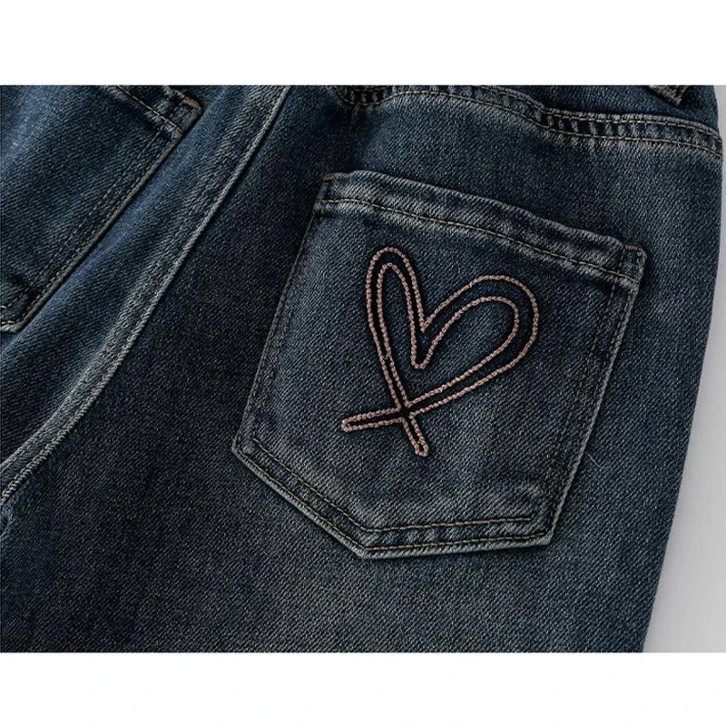 Wide Leg Jeans for Girls Spring Autumn Loose Vintage Straight Retro Pants Fashion Teenage Kids Trousers 6 8 9 10 11 12 14 Years