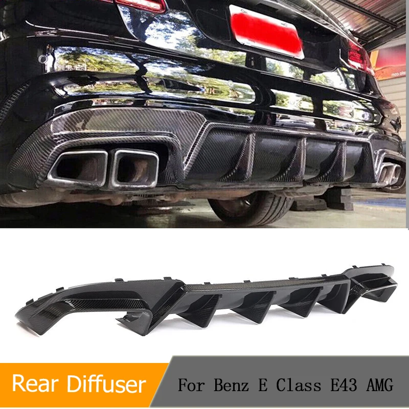 Carbon Fiber Rear Bumper Diffuser Lip for Mercedes-Benz E Class W212 E260 E300 E400 E63 AMG Sedan 2013-2015 Car Rear Lip