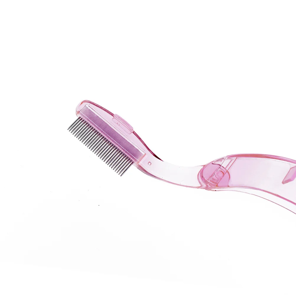 

Folding Metal Tooth Eyelash Comb Plastic Handle Easy to Use Travel Eyelash Separator Curved Stainless Steel Comb