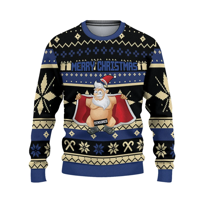 Merry Christmas Sexy Santa Claus Ugly Sweater For Men Loose Personality Pullover Sport Sweatshirts 2027 New Funny Sweatshirts