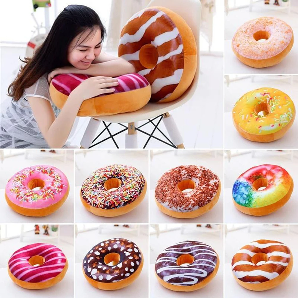 

3 D Decorations Donut Pillow Child Throw Pillows for Couch Stuffing Seat Doughnut Cushion