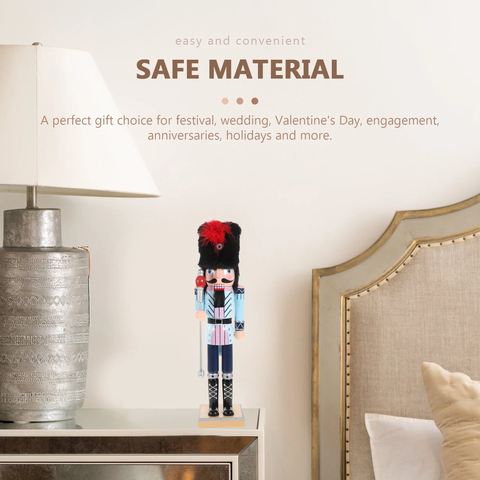 

Tall Nutcracker Soldier Decor Wooden Festival Ornament Hand-Painted Craft for Home Office Desktop Party Holiday Decoration