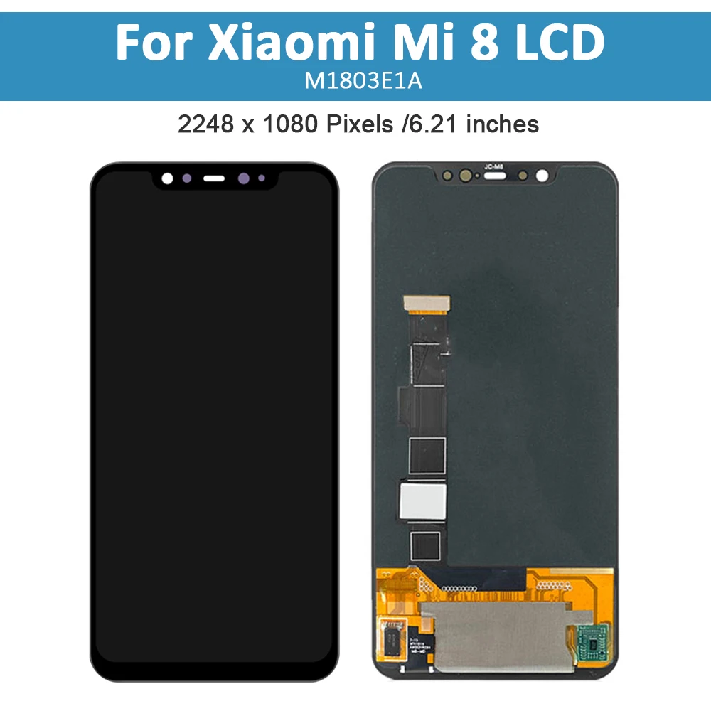 6.21''AMOLED Display For Xiaomi Mi 8 Mi8 LCD Touch Screen Replacement Digitizer Assembly For Mi 8 M1803E1A LCD Screen with Frame