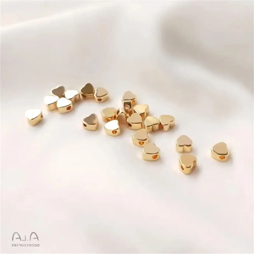 

14K Gold-clad Heart-shaped Beads Separated By Love Hearts Scattered Beads Jewelry String Diy Handmade Jewelry Pendant Accessorie