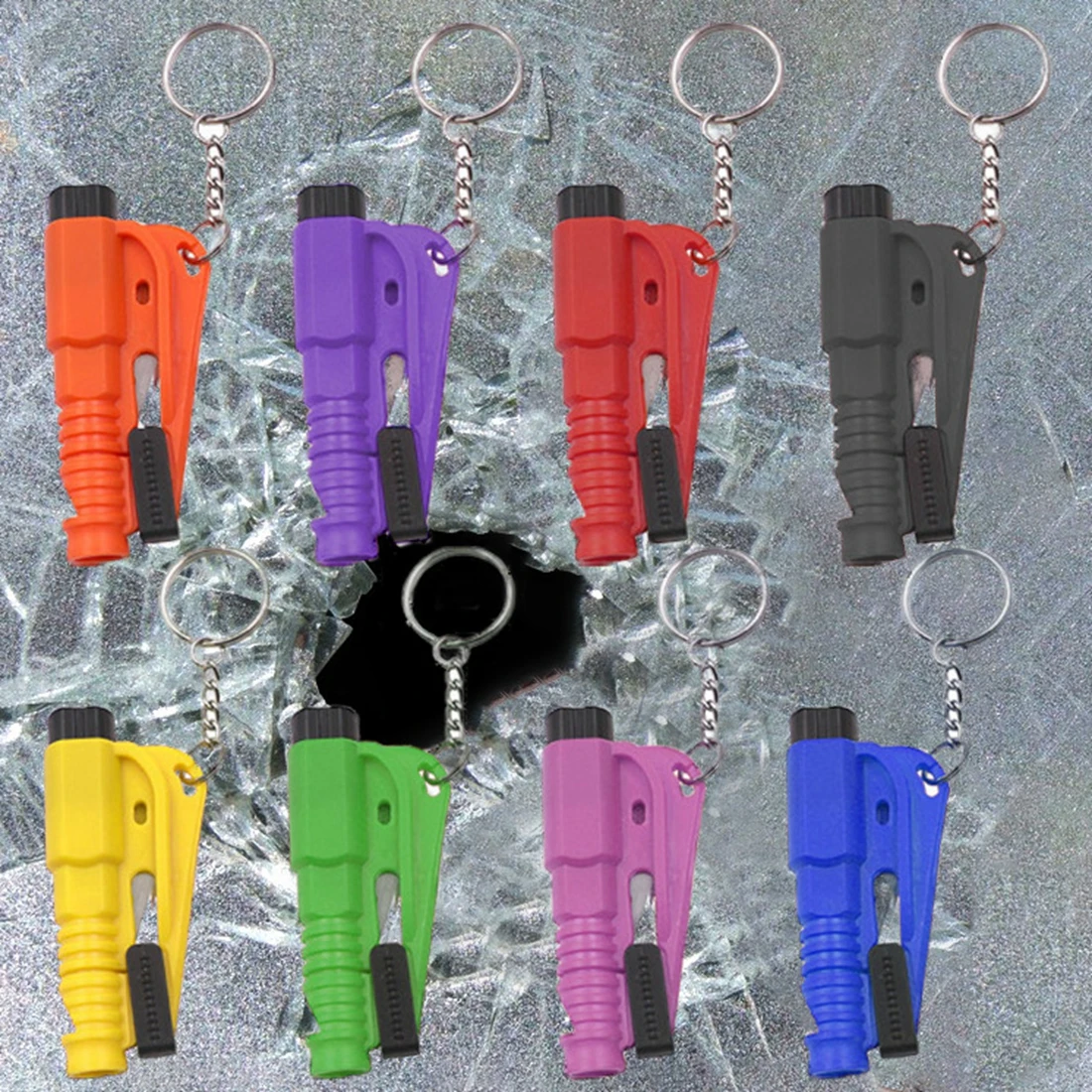 3-in-1 Car Safety Hammer Window Breaker Seat Belt Cutter Life-Saving Emergency Rescue Survival Whistle Tool for Vehicles