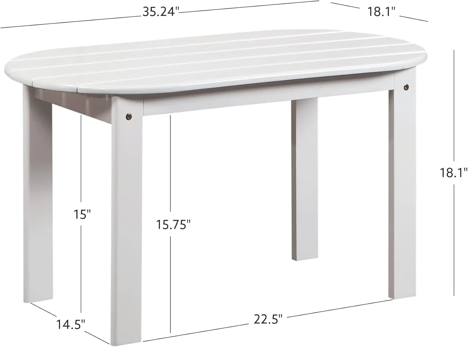 Jayde Adirondack Coffee Table, White 18.11D X 35.24W X 18.11H In