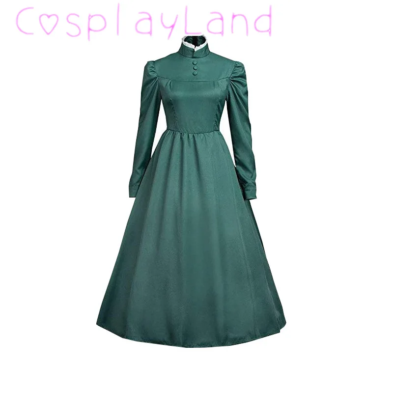 Classic Anime Moving Castle Sophie Cosplay Blue Yellow Green Long Dress Women Halloween Carnival Costumes Maid Dress