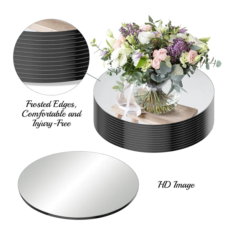 

12 круглых зеркал диаметром 12 дюймов для украшения столов, круглые зеркальные подносы-тарелки для центральных композиций, свадебные украшения, розничная продажа