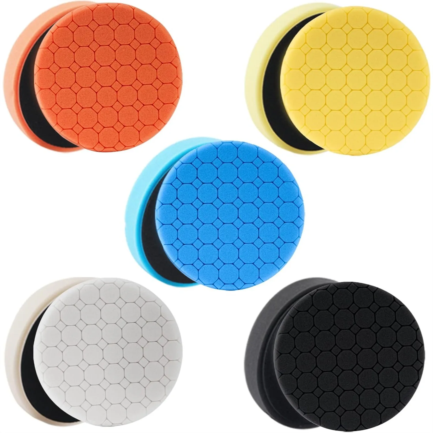 

Buffing Polishing Pads Kit with Hex Logic Pattern, 5Pcs 5.5 Inch Safety Design for Car Buffer Polisher, Easy to Use and Reusable