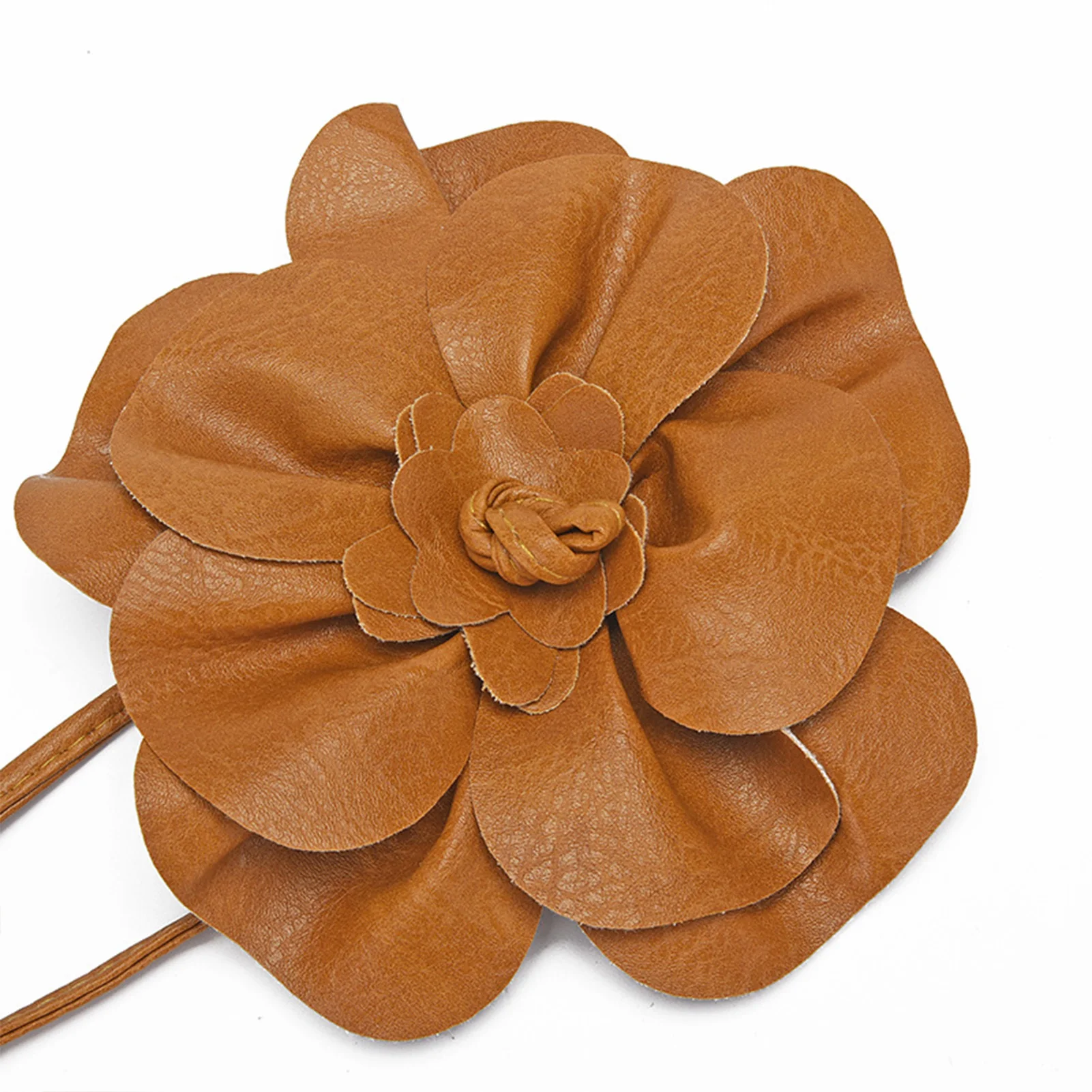 Women's PU Leather Belts Decorative Smooth Fashion Floral Waist Belt for Female Jeans Dresses