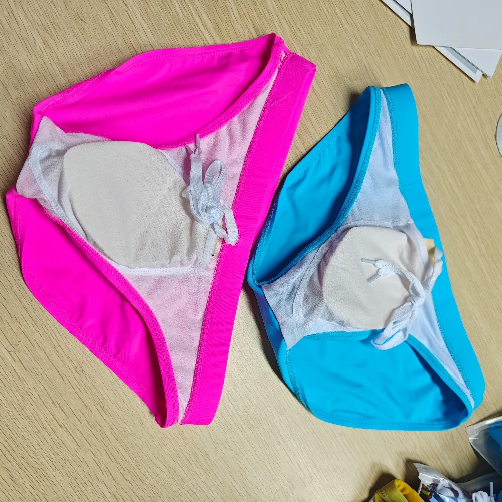 Classic Men's solid color tight triangle swimming trunks multi- simple foreign trade cross-border beach briefs men UXH096
