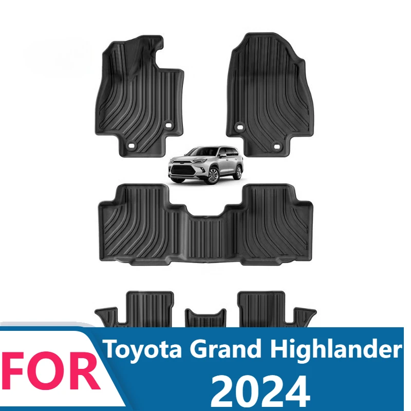 Всепогодные коврики на заказ для Toyota Grand Highlander 2024, резиновые вкладыши из ТПЭ и водонепроницаемые коврики для багажника, чехол