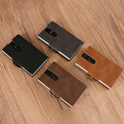 CASEKEY Vintage küçük Pop Up erkek cüzdan Pu deri kısa çanta kart tutucu çile fermuar debriyaj katı cartemasculina Masculina