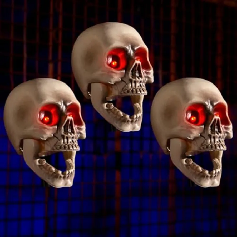 

Halloween Animatronic Skull DecorationsSound Activated Skeleton Heads with Sound Light Up Eyes Mouth Move Creepy Spooky Skull A