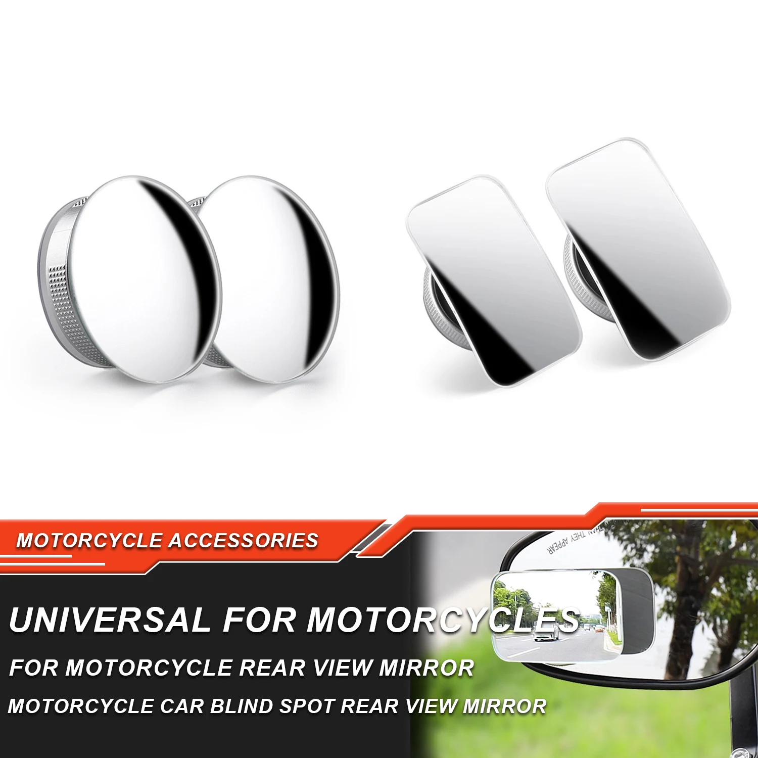 

Motorcycle Car Blind Spot Rear View Mirror Wide Angle Adjustable Small Round Mirror 360° Rotation Reverse Auxiliary Rearview