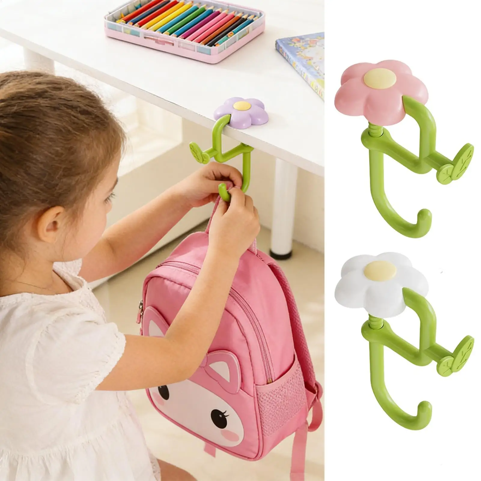 1PC Table Hook Side Hanging Bag Desk Side Backpack Hook Portable Desk Side Hanging Bag Artifact No Drilling Detachable Hooks