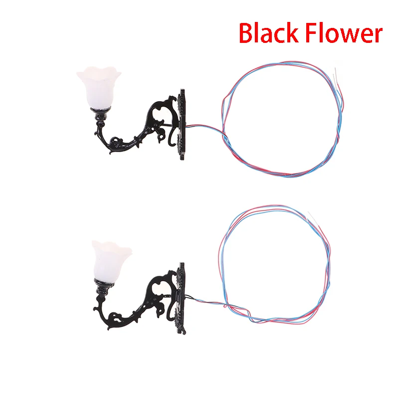 2 stücke Puppenhaus Wand Lampe Modell Garten Hof Kronleuchter Sand Tisch Led Licht Puppe Haus Dekor Material Warm Weiß