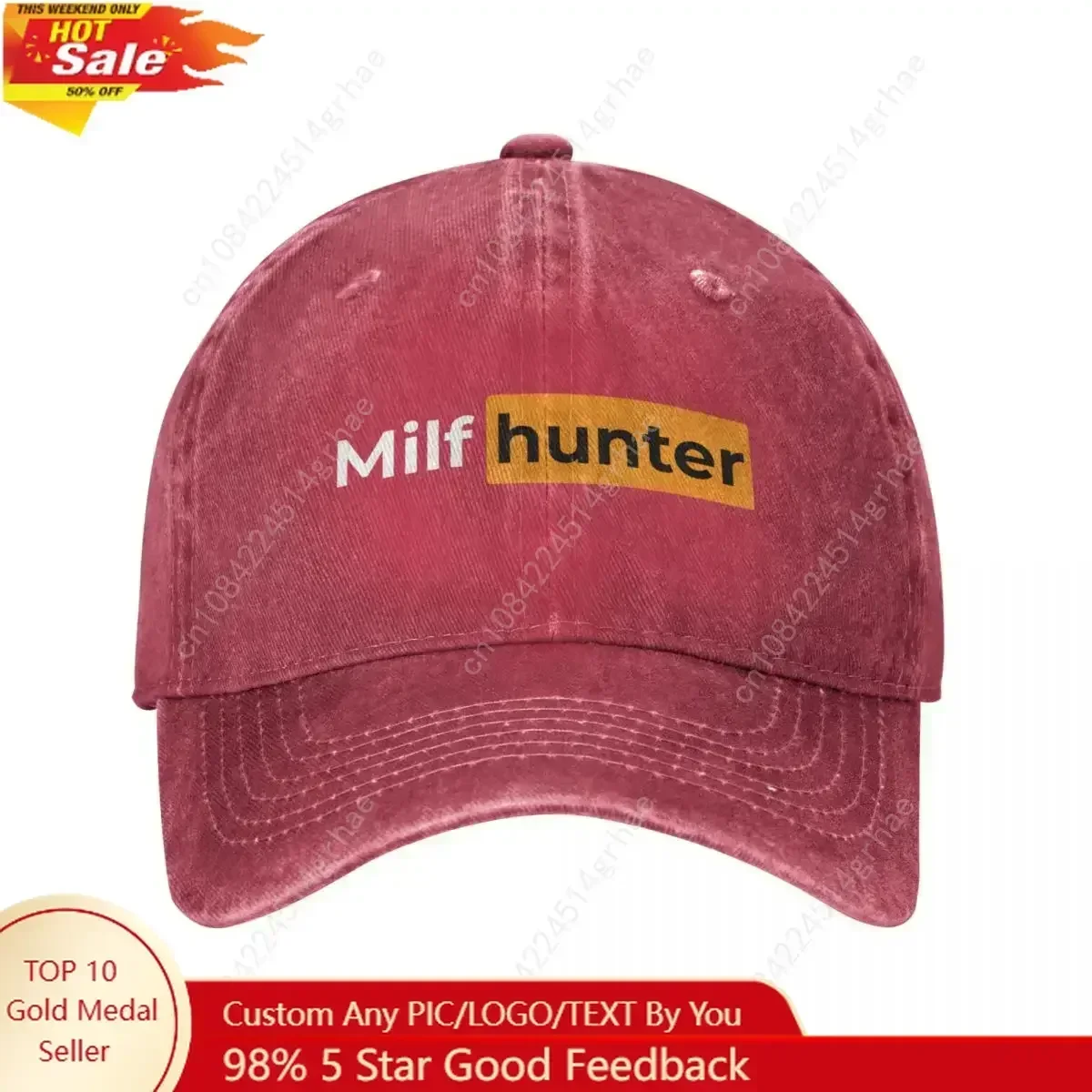Funny Milf Hunter Baseball Caps Vintage Distressed Washed Headwear Unisex Outdoor Activities Gift Hats Cap
