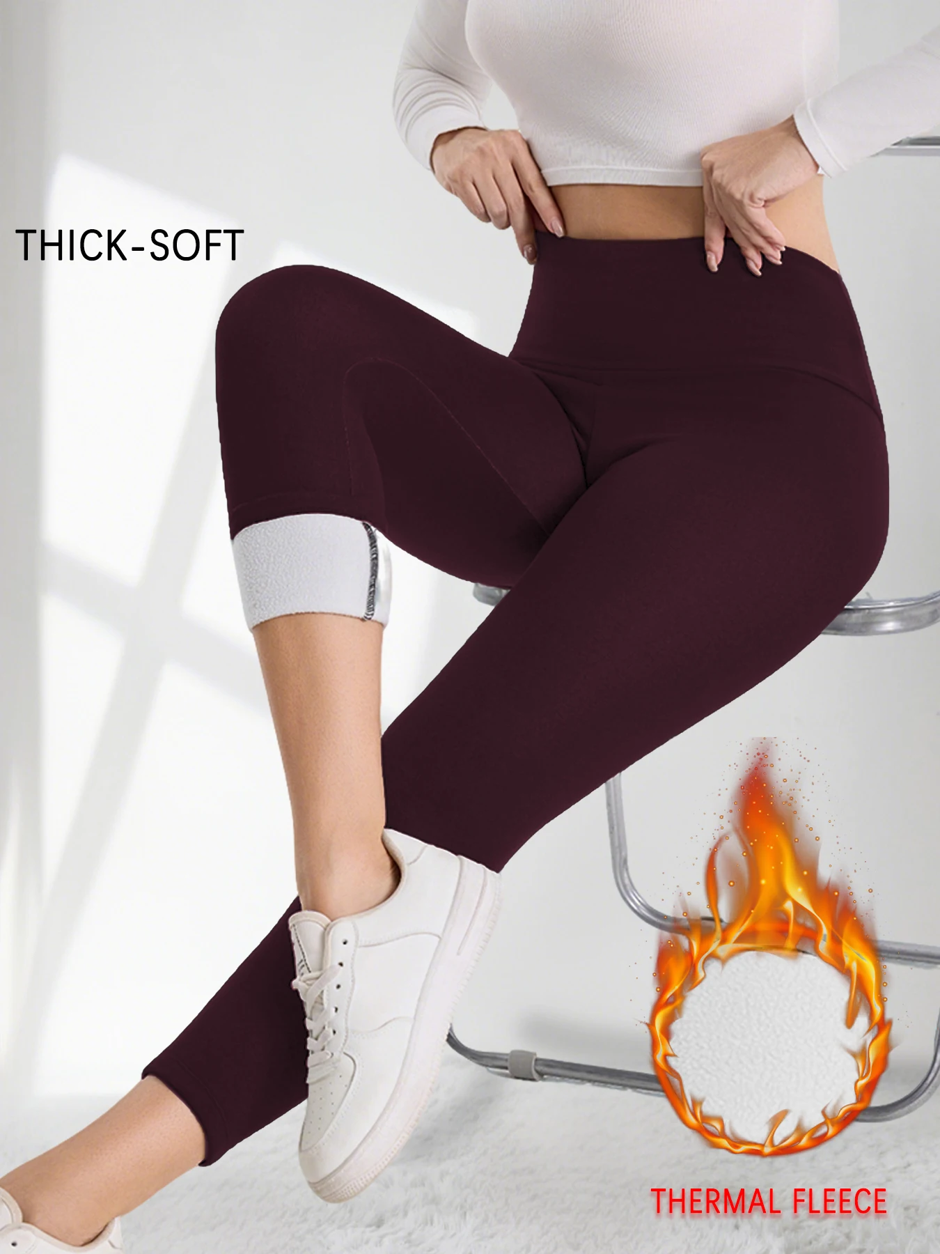 

High Waisted Fleece-Lined Leggings for Women Thick Soft Tummy Control Workout Running Yoga Thermal Warm Pants for Cold Winter