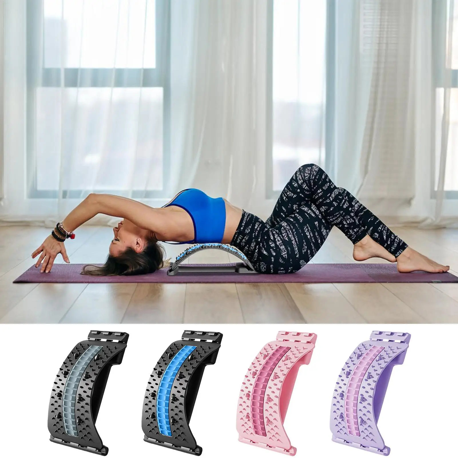 Back Stretcher Lower Back Pain Relief Device 3 Level Back Cracker Back Massager Lumbar Support Pillow Waist Stretching Massage