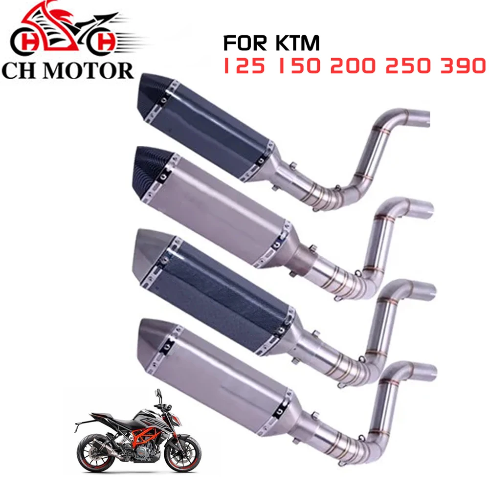

Slip-On Motorcycle Exhaust Muffler Escapes Para Motos Full System Middle Link Pipe For KTM DUKE 125 150 200 390 2012-2016