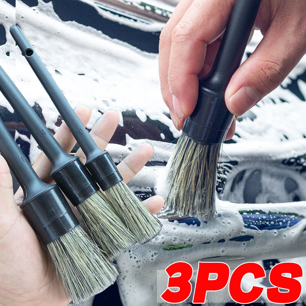 3PCS Car Detailing Brush Set Super Soft Auto Interior Detail Brush With Synthetic Bristles Car Dash Duster Brusher Accessories