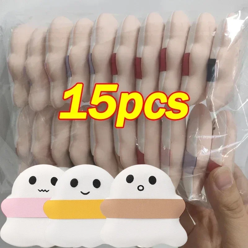 พัฟนิ้วผีน่ารัก15ชิ้นเครื่องมือความงามรองพื้นแป้งฟองน้ำรองพื้นคอนซีลเลอร์สำหรับแต่งหน้าแบบเปียกแห้งใช้ทาหน้า