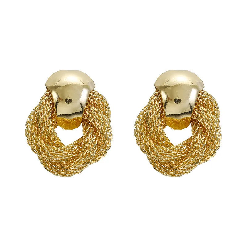 Vintage Metallic Twisted weaving Round Circle Dangle Earrings 2024 New Fashion Wedding Party Drop Earrings for Woman Jewelry