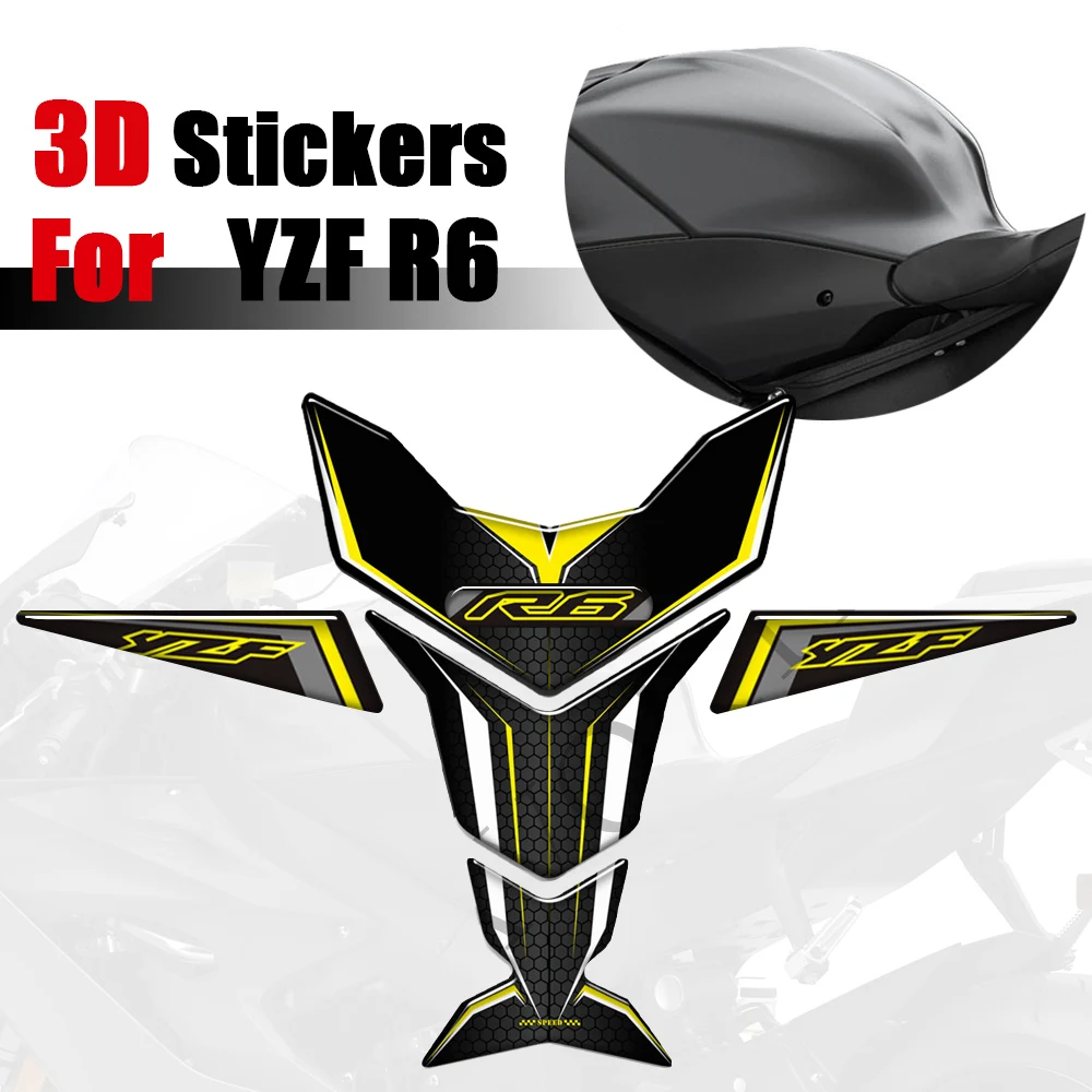 

For YAMAHA YZF-R6 YZF R6 YZFR6 Motorcycle 3D Stickers Anti-scratch Protector Tank Pad Emblem Badge Gas Fuel Oil Kit Decals
