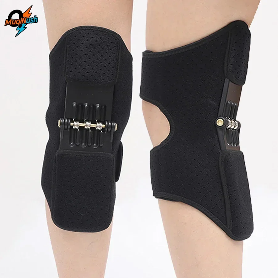 MuqiNush Power Knee Brace Support, Spring Loaded Knee Booster,  Knee Stabilizer for Squatting Lifting Hiking Sports Protection