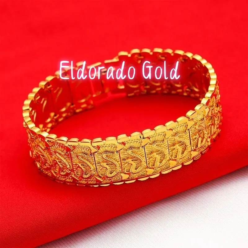 

Мужская цепочка для часов Eldorado Gold Eldorado, 24K (AU999), с изображением длинного дракона, в стиле «Овербординг» | Инкрустированные глаза дракона, кованый дракон