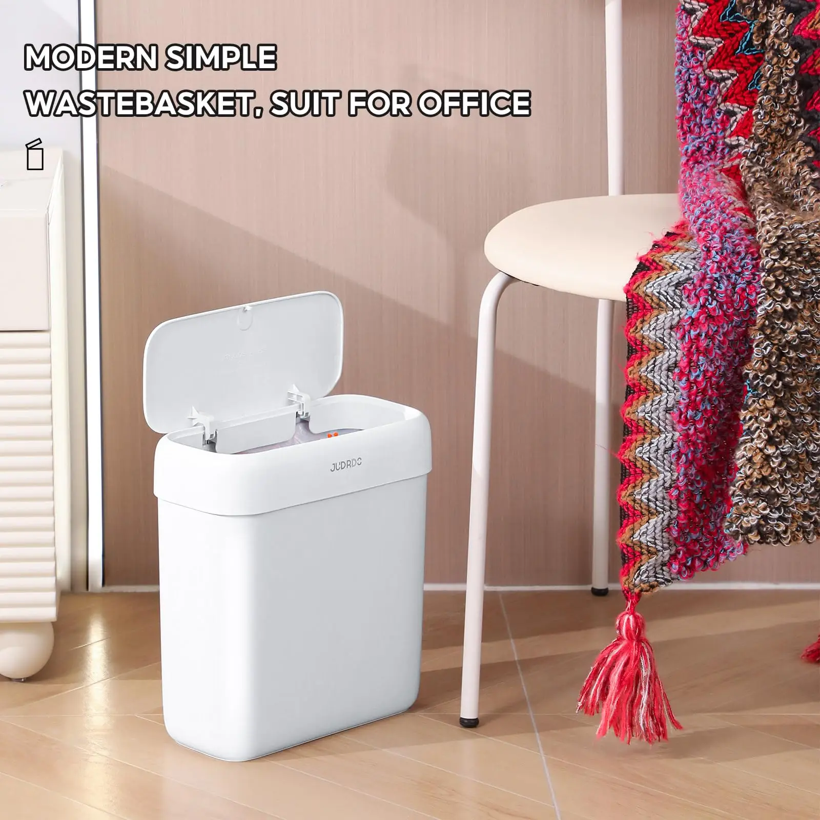 Bathroom Trash Can with Lid,Small Garbage Can  Top Lid,Slim Plastic Narrow Trash Bin with Pop-up Lid for Toilet,Office,Bedroom