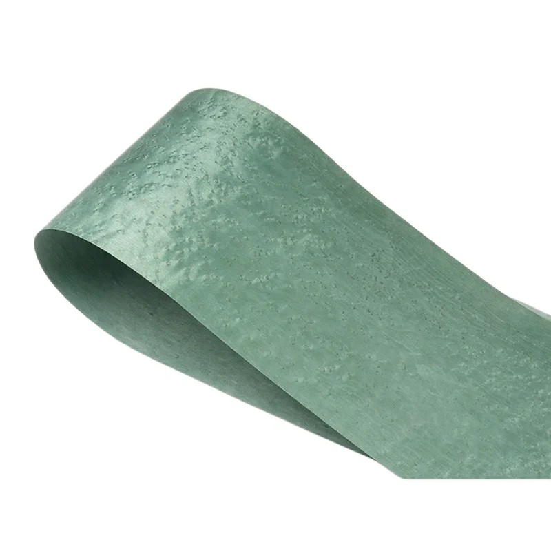 Natural Dyed Emerald Green Birdseye Veneer, 0.5mm, 220x16cm, For Display Table Surface Veneering(Backing Non-woven Fabric)