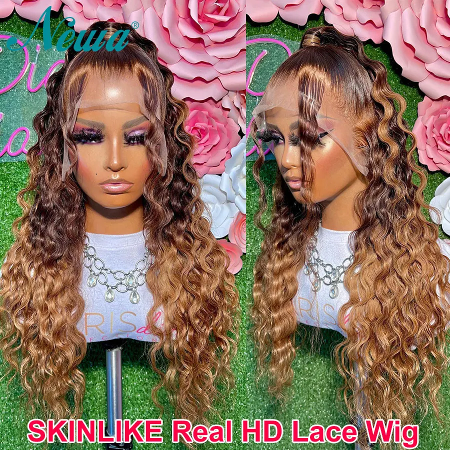 

Newa Hair Ombre Color Full Frontal 13x6 13x4 HD Lace Wig Pre Plucked Skinlike Real HD Lace Closure Wig 5x5 6x6 Парики из человеческих волос