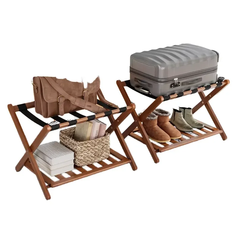 Modern Fully Assembled Bamboo Foldable Portable 2-Tier Shoe Rack-Eco-Friendly Durable Design Living Room Furniture Guest