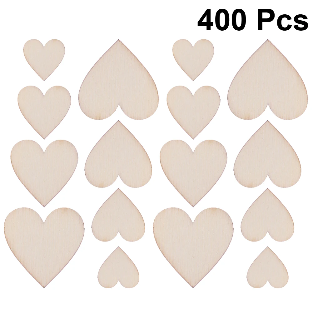

400Pcs Heart Shape Wooden Chips Unpainted Rustic Wood Slices DIY Home Hanging Pendant Craft Ornaments Wood Slices